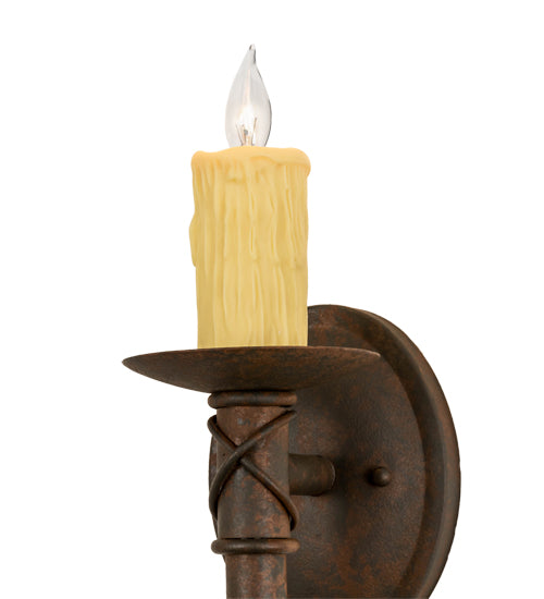 Meyda Lighting Benedict 5" Rust Nail Wall Sconce With Ivory Faux Candlelight