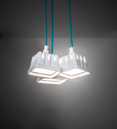 Meyda Lighting Berry Basket 10" 3-Light White Pendant Light With White Ceramic Shade