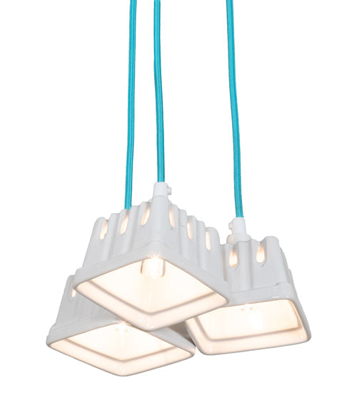 Meyda Lighting Berry Basket 10" 3-Light White Pendant Light With White Ceramic Shade