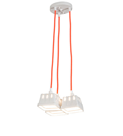 Meyda Lighting Berry Basket 218854 10" 3-Light White Pendant Light With White Ceramic Shade