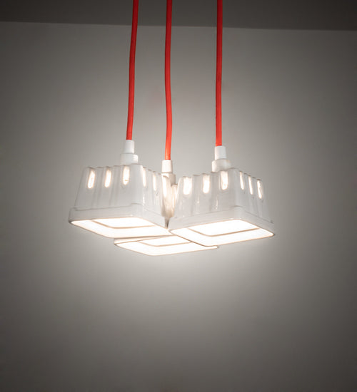 Meyda Lighting Berry Basket 218854 10" 3-Light White Pendant Light With White Ceramic Shade