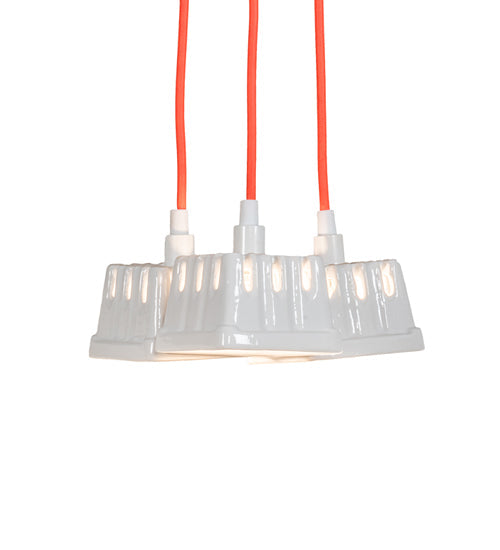 Meyda Lighting Berry Basket 218854 10" 3-Light White Pendant Light With White Ceramic Shade