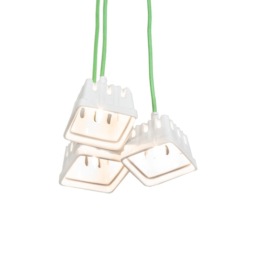 Meyda Lighting Berry Basket 218855 10" 3-Light White Pendant Light With White Ceramic Shade