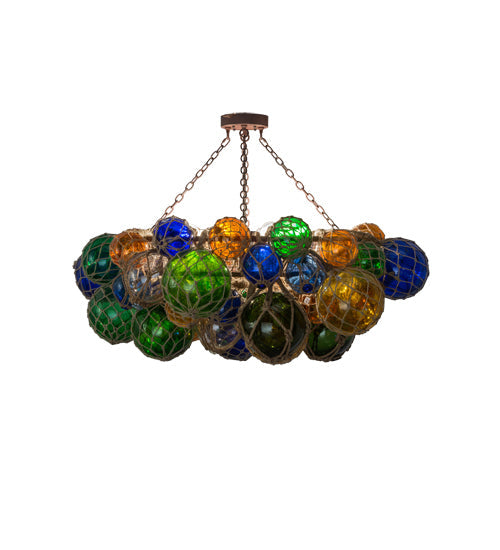 Meyda Lighting Bijoux Colores 56" 8-Light Wrought Iron On Rust Chandelier With Multi-Colored Shade Glass