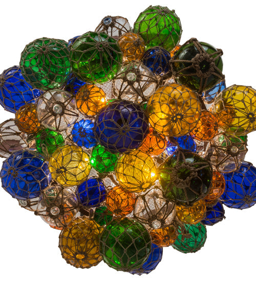 Meyda Lighting Bijoux Colores 56" 8-Light Wrought Iron On Rust Chandelier With Multi-Colored Shade Glass