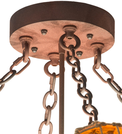 Meyda Lighting Bijoux Colores 56" 8-Light Wrought Iron On Rust Chandelier With Multi-Colored Shade Glass