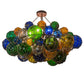 Meyda Lighting Bijoux Colores 56" 8-Light Wrought Iron On Rust Chandelier With Multi-Colored Shade Glass
