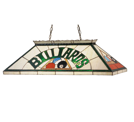 Meyda Lighting Billiard & Rack 39" 6-Light Mahogany Bronze Island Pendant Light With Multi-Colored Stained Shade Glass