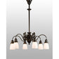 Meyda Lighting Binghamton 29" 6-Light 6-Arm Craftsman Brown Goblet Chandelier With White Opal Shade Glass