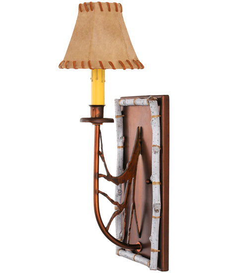 Meyda Lighting Birchwood 6" Vintage Copper Wall Sconce With Beige Fabric Shade