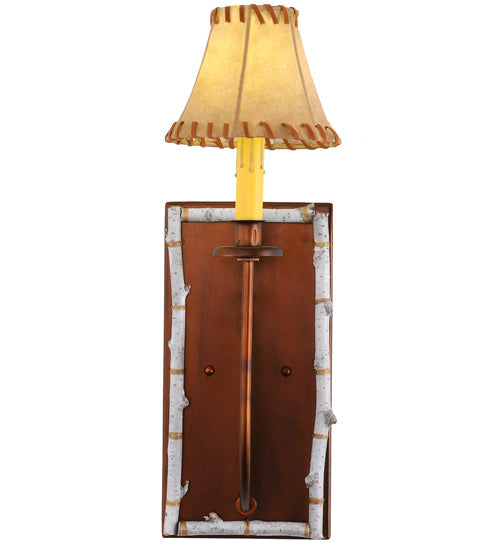 Meyda Lighting Birchwood 6" Vintage Copper Wall Sconce With Beige Fabric Shade