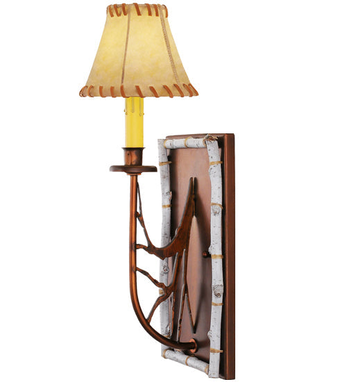Meyda Lighting Birchwood 6" Vintage Copper Wall Sconce With Beige Fabric Shade
