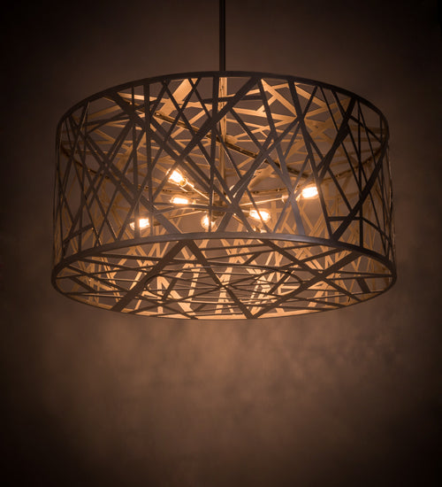 Meyda Lighting Bird's Nest 182460 54" 8-Light Nickel Pendant Light