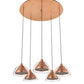 Meyda Lighting Bisbee 40" 5-Light Brushed Copper Cascading Pendant Light With Clear Shade Glass