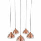 Meyda Lighting Bisbee 40" 5-Light Brushed Copper Cascading Pendant Light With Clear Shade Glass