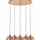 Meyda Lighting Bisbee 40" 5-Light Brushed Copper Cascading Pendant Light With Clear Shade Glass