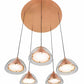 Meyda Lighting Bisbee 40" 5-Light Brushed Copper Cascading Pendant Light With Clear Shade Glass