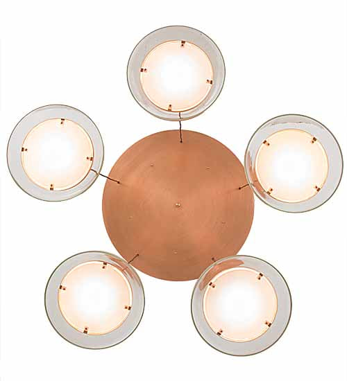Meyda Lighting Bisbee 40" 5-Light Brushed Copper Cascading Pendant Light With Clear Shade Glass