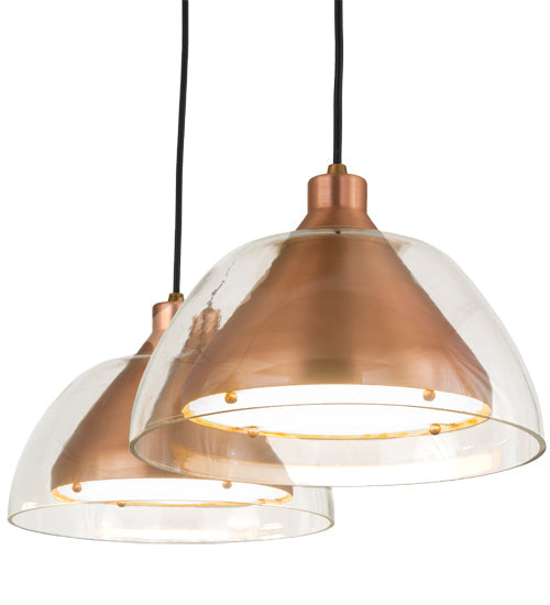 Meyda Lighting Bisbee 40" 5-Light Brushed Copper Cascading Pendant Light With Clear Shade Glass