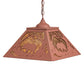 Meyda Lighting Black Bear 23" 2-Light Rust Pendant Light With Amber Mica Shade Glass