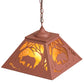 Meyda Lighting Black Bear 23" 2-Light Rust Pendant Light With Amber Mica Shade Glass