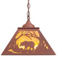 Meyda Lighting Black Bear 23" 2-Light Rust Pendant Light With Amber Mica Shade Glass