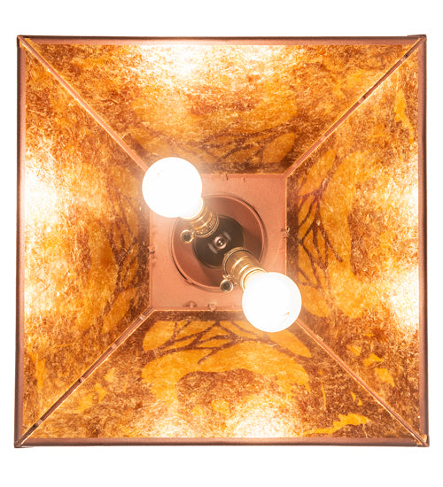 Meyda Lighting Black Bear 23" 2-Light Rust Pendant Light With Amber Mica Shade Glass