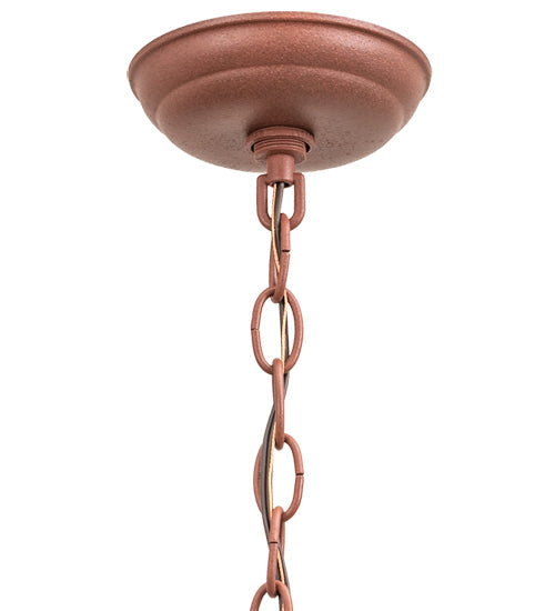 Meyda Lighting Black Bear 23" 2-Light Rust Pendant Light With Amber Mica Shade Glass
