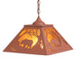 Meyda Lighting Black Bear 23" 2-Light Rust Pendant Light With Amber Mica Shade Glass