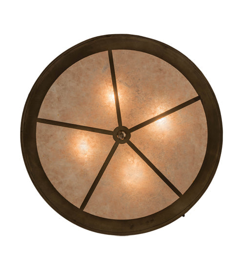 Meyda Lighting Black Bear 23" 4-Light Antique Copper Inverted Pendant Light With Silver Mica Shade Glass