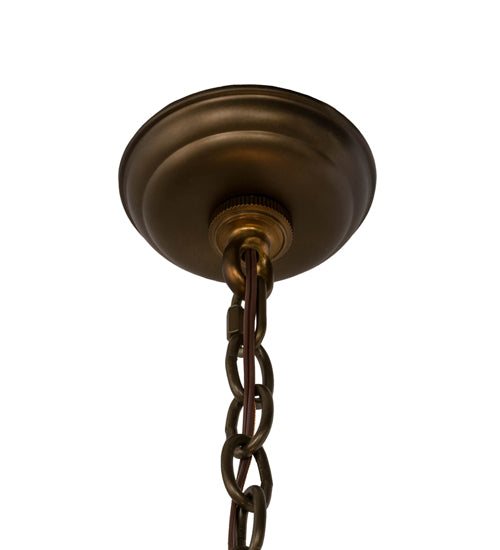 Meyda Lighting Black Bear 23" 4-Light Antique Copper Inverted Pendant Light With Silver Mica Shade Glass