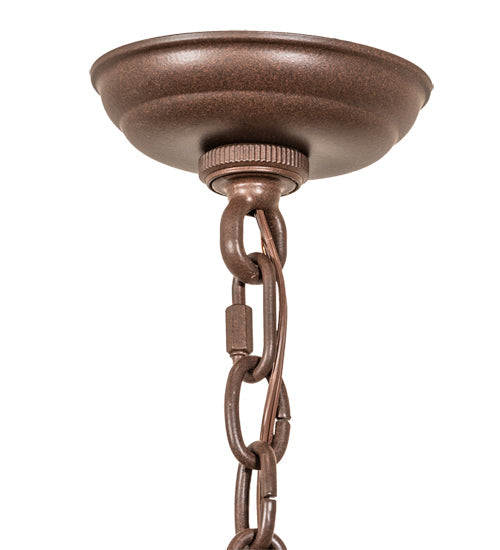 Meyda Lighting Black Bear 38" 8-Light Cafe Noir Chandelier With Silver Mica & Brown Parchment Shade