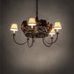 Meyda Lighting Black Bear 38" 8-Light Cafe Noir Chandelier With Silver Mica & Brown Parchment Shade