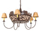 Meyda Lighting Black Bear 38" 8-Light Cafe Noir Chandelier With Silver Mica & Brown Parchment Shade