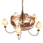 Meyda Lighting Black Bear 38" 8-Light Cafe Noir Chandelier With Silver Mica & Brown Parchment Shade
