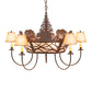 Meyda Lighting Black Bear 38" 8-Light Cafe Noir Chandelier With Silver Mica & Brown Parchment Shade