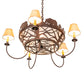 Meyda Lighting Black Bear 38" 8-Light Cafe Noir Chandelier With Silver Mica & Brown Parchment Shade