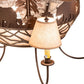 Meyda Lighting Black Bear 38" 8-Light Cafe Noir Chandelier With Silver Mica & Brown Parchment Shade