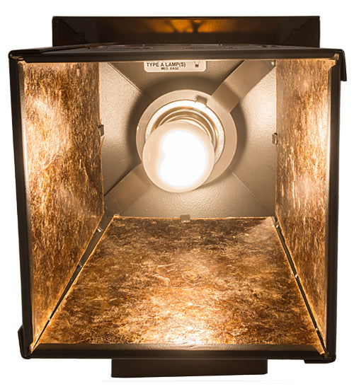 Meyda Lighting Black Bear 7" Timeless Bronze Hanging Wall Sconce With Amber Mica Shade Glass