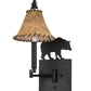 Meyda Lighting Black Bear 8-16" Textured Black Swing Arm Wall Sconce With Beige Tan Faux Shade