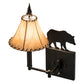 Meyda Lighting Black Bear 8-16" Textured Black Swing Arm Wall Sconce With Beige Tan Faux Shade