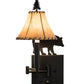 Meyda Lighting Black Bear 8-16" Textured Black Swing Arm Wall Sconce With Beige Tan Faux Shade