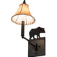 Meyda Lighting Black Bear 8-16" Textured Black Swing Arm Wall Sconce With Beige Tan Faux Shade