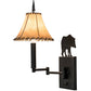 Meyda Lighting Black Bear 8-16" Textured Black Swing Arm Wall Sconce With Beige Tan Faux Shade