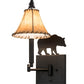 Meyda Lighting Black Bear 8-16" Textured Black Swing Arm Wall Sconce With Beige Tan Faux Shade