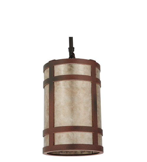Meyda Lighting Black Dog 5" Wrought Iron On Rust Mini Pendant Light With Silver Mica Shade Glass
