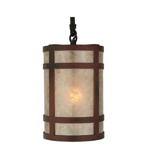 Meyda Lighting Black Dog 5" Wrought Iron On Rust Mini Pendant Light With Silver Mica Shade Glass