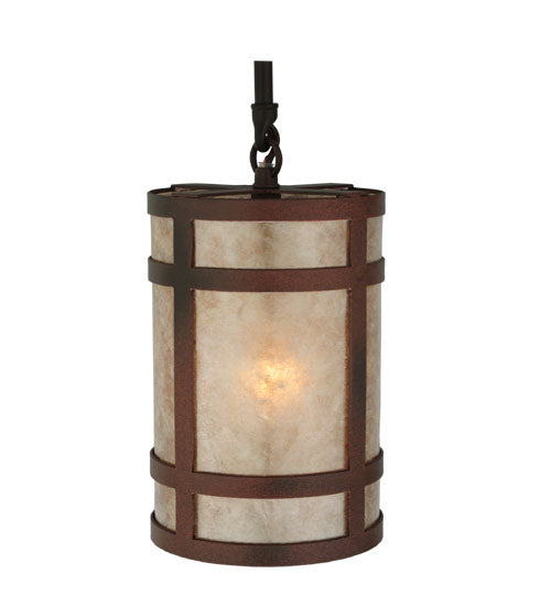Meyda Lighting Black Dog 5" Wrought Iron On Rust Mini Pendant Light With Silver Mica Shade Glass