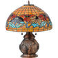 Meyda Lighting Black Eyed Susan 20" 2-Light Antique Copper Table Lamp With Multi-Colored Shade Glass