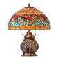 Meyda Lighting Black Eyed Susan 20" 2-Light Antique Copper Table Lamp With Multi-Colored Shade Glass